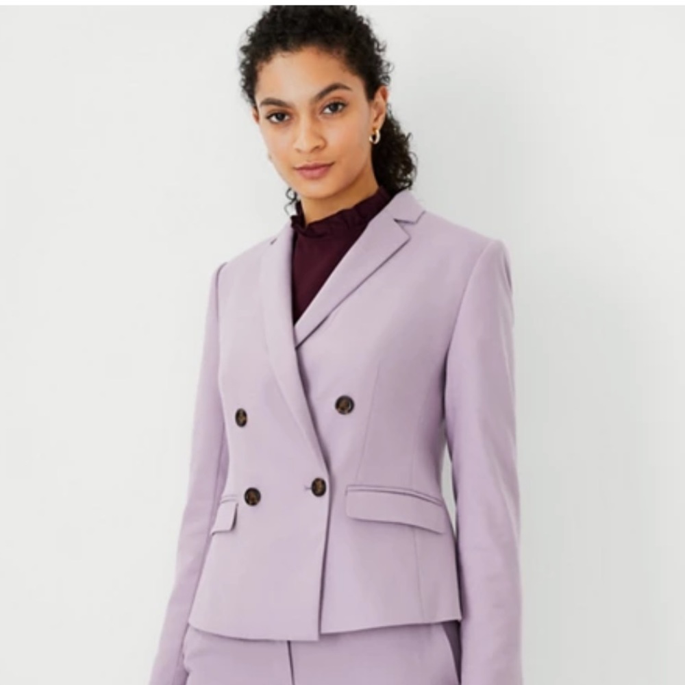 Ann Taylor Purple Women Blazer Flannel Size 00